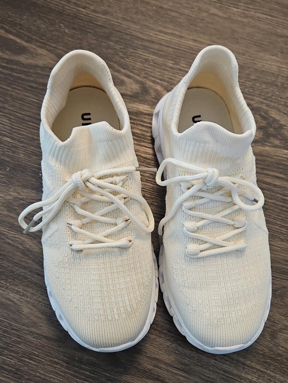 Urban Sport Elaina Knit Lace-Up Women's Sneakers in Cream